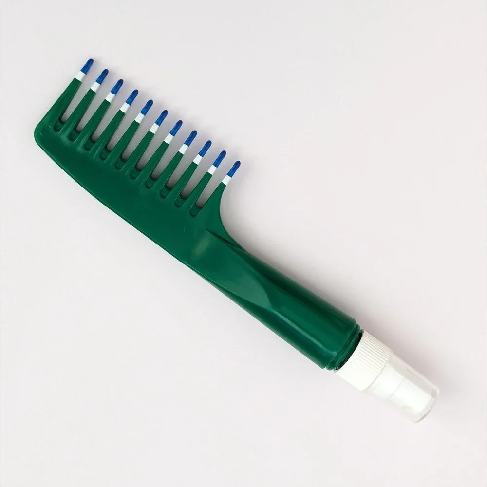 Vintage MEBCO Green Twice Dipped Wide Tooth Hair Comb w/Spray Bottle Handle